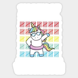 Funny Cute 100 Days Of School Closer Summer Vacation Unicorn Sticker